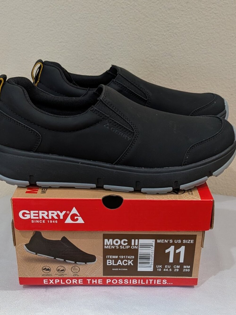 New Gerry Men's Moc II Slip On Shoes Black Size 11